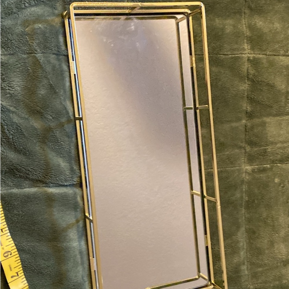 Gold Framed Rectangular Vanity Mirror Tray